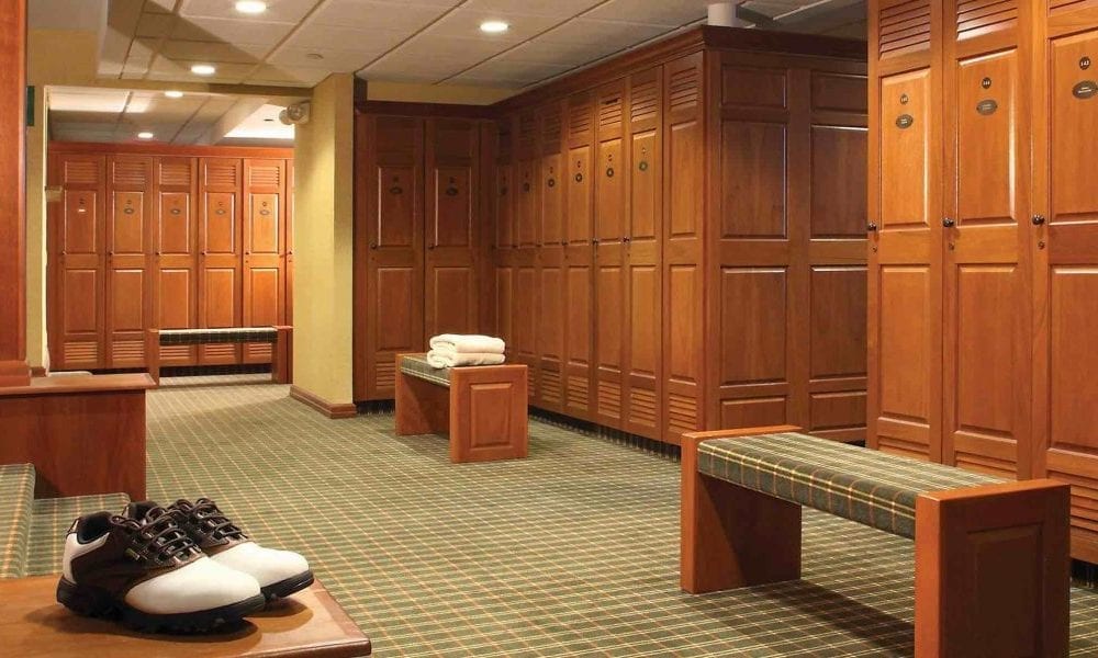 Wood Lockers in Locker Room