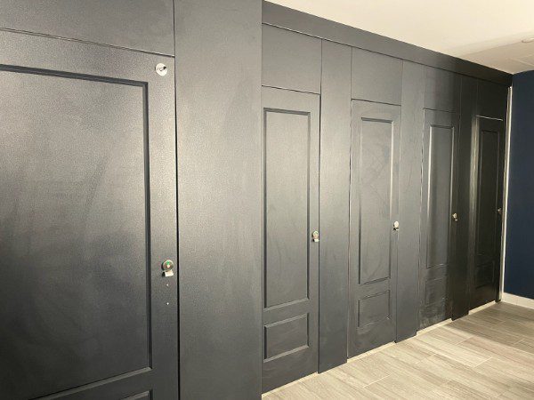 Black ARIA Toilet Partition Installation